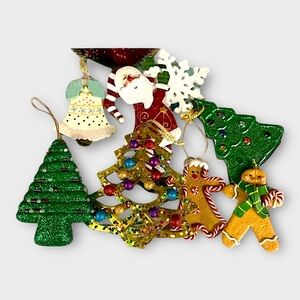 Candyland Christmas Ornament Lot Gingerbread Santa Trees Retro 2000s Holiday Set